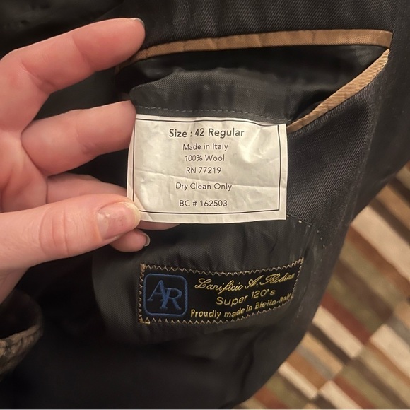 Pronto Uomo Signature Single Breasted 100% Wool Stone Gray Suit Jacket Size 42R - Picture 11 of 16